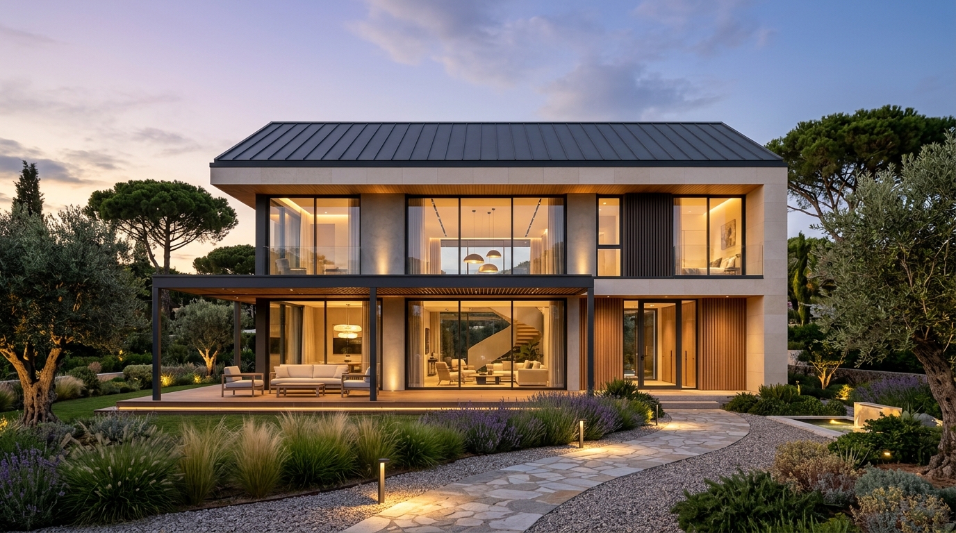 Tamamlanmış Modern Ön Üretimli Galvanizli Çelik Villa Mimarisi